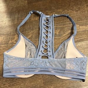 Victoria's Secret Very Sexy Womens Plunge Bra Blue Front Close Lace Stretch 36DD